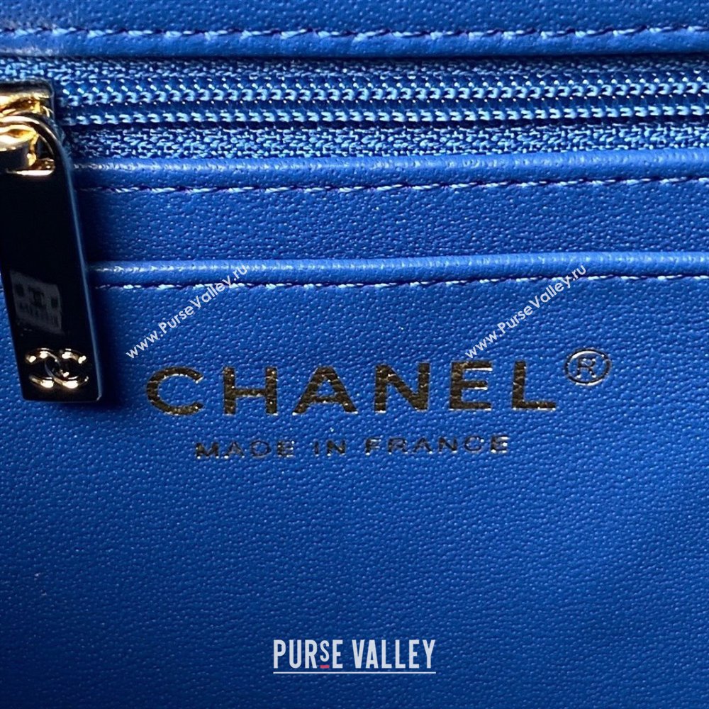 Chanel Quilted Shiny Calfskin & Gold-Tone Metal Small box Bag AS4470 Blue 2023 (jiyuan-23111621)
