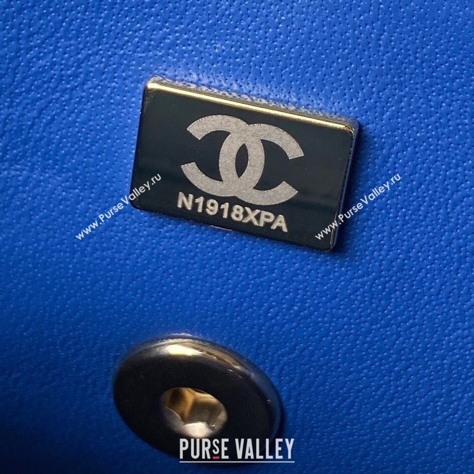 Chanel Quilted Shiny Calfskin & Gold-Tone Metal Small box Bag AS4470 Blue 2023 (jiyuan-23111621)