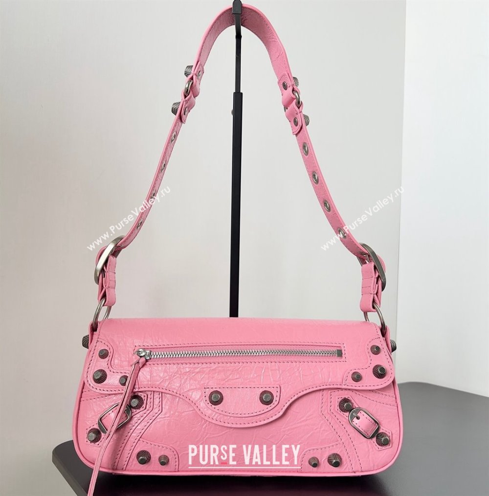 Balenciaga Le Cagole Small Sling Bag in Arena calfskin Pink Spring 2024 (jiche-23111704)
