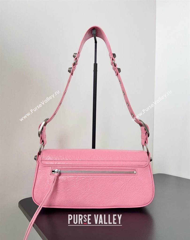 Balenciaga Le Cagole Small Sling Bag in Arena calfskin Pink Spring 2024 (jiche-23111704)