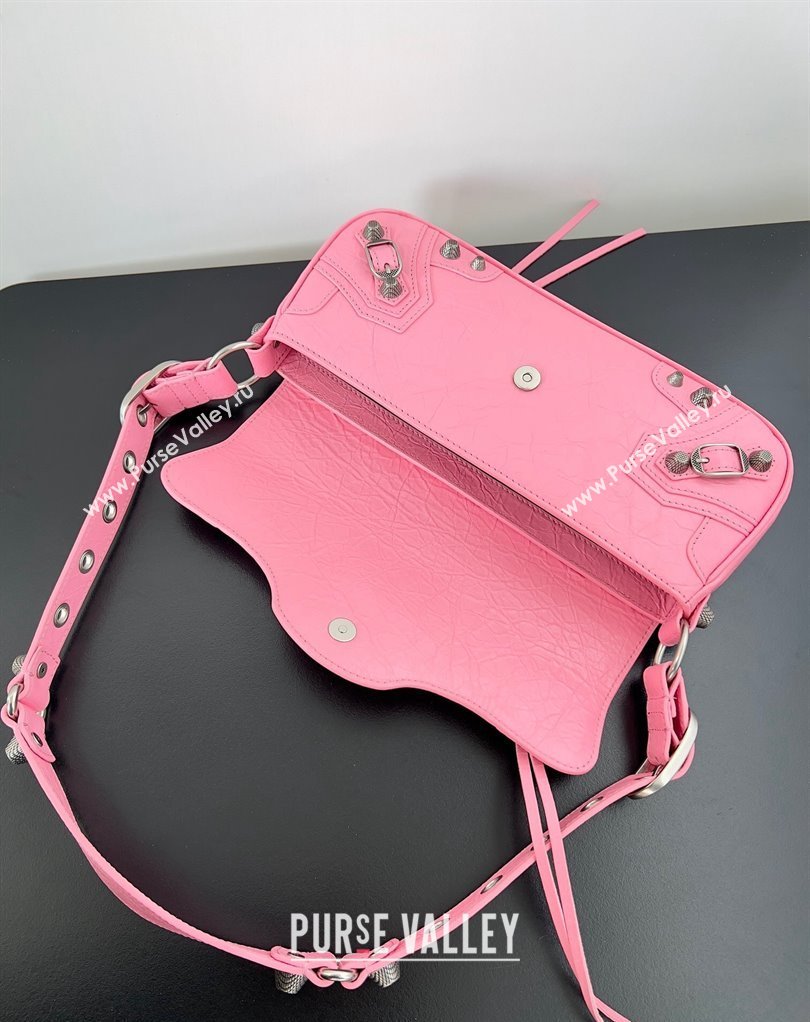 Balenciaga Le Cagole Small Sling Bag in Arena calfskin Pink Spring 2024 (jiche-23111704)