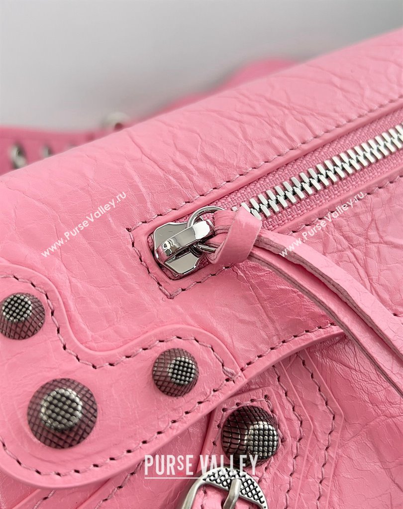 Balenciaga Le Cagole Small Sling Bag in Arena calfskin Pink Spring 2024 (jiche-23111704)