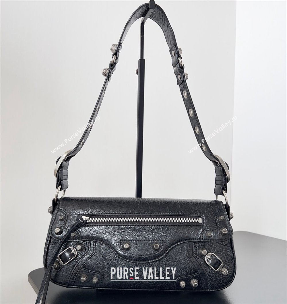 Balenciaga Le Cagole Small Sling Bag in Arena calfskin Black Spring 2024 (jiche-23111703)