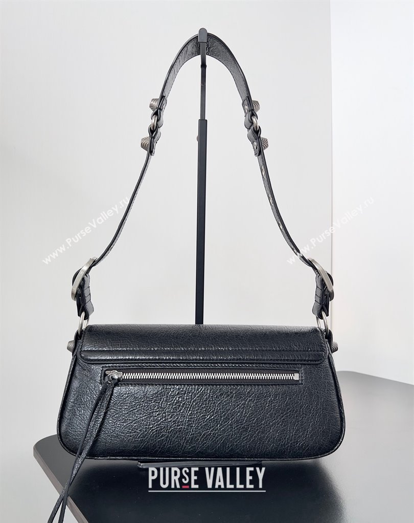 Balenciaga Le Cagole Small Sling Bag in Arena calfskin Black Spring 2024 (jiche-23111703)