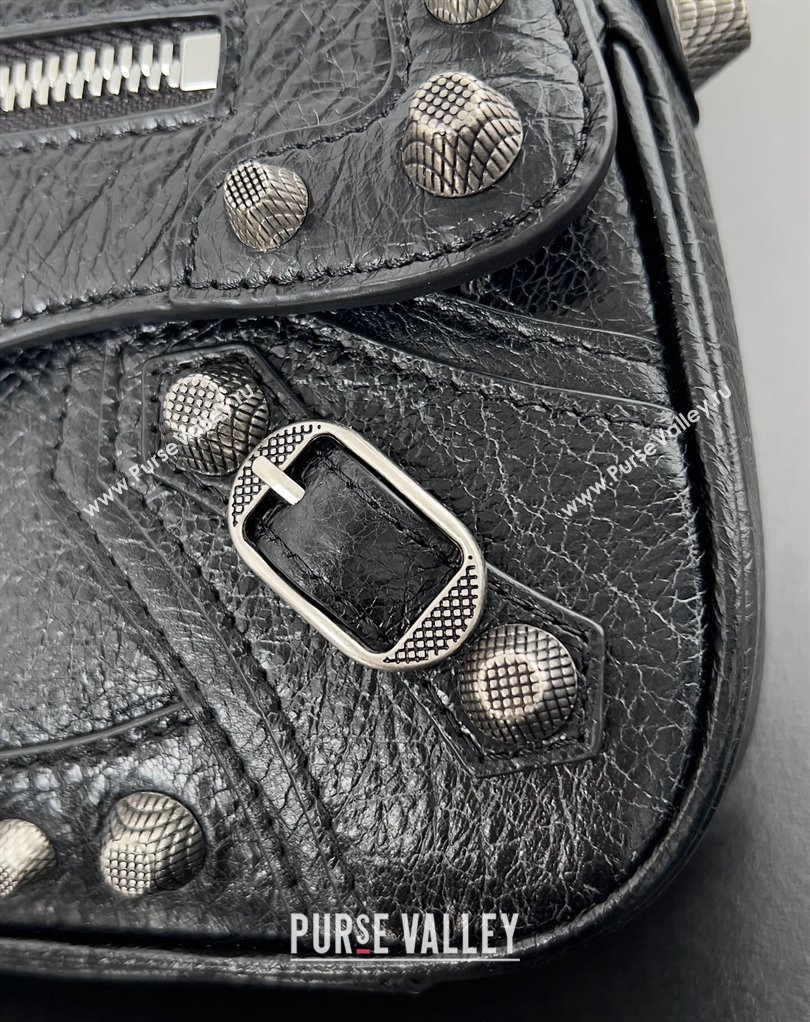 Balenciaga Le Cagole Small Sling Bag in Arena calfskin Black Spring 2024 (jiche-23111703)