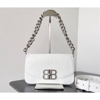 Balenciaga BB Soft Small Flap Bag in peach calfskin White/Silver 2023 (jiche-23111715)