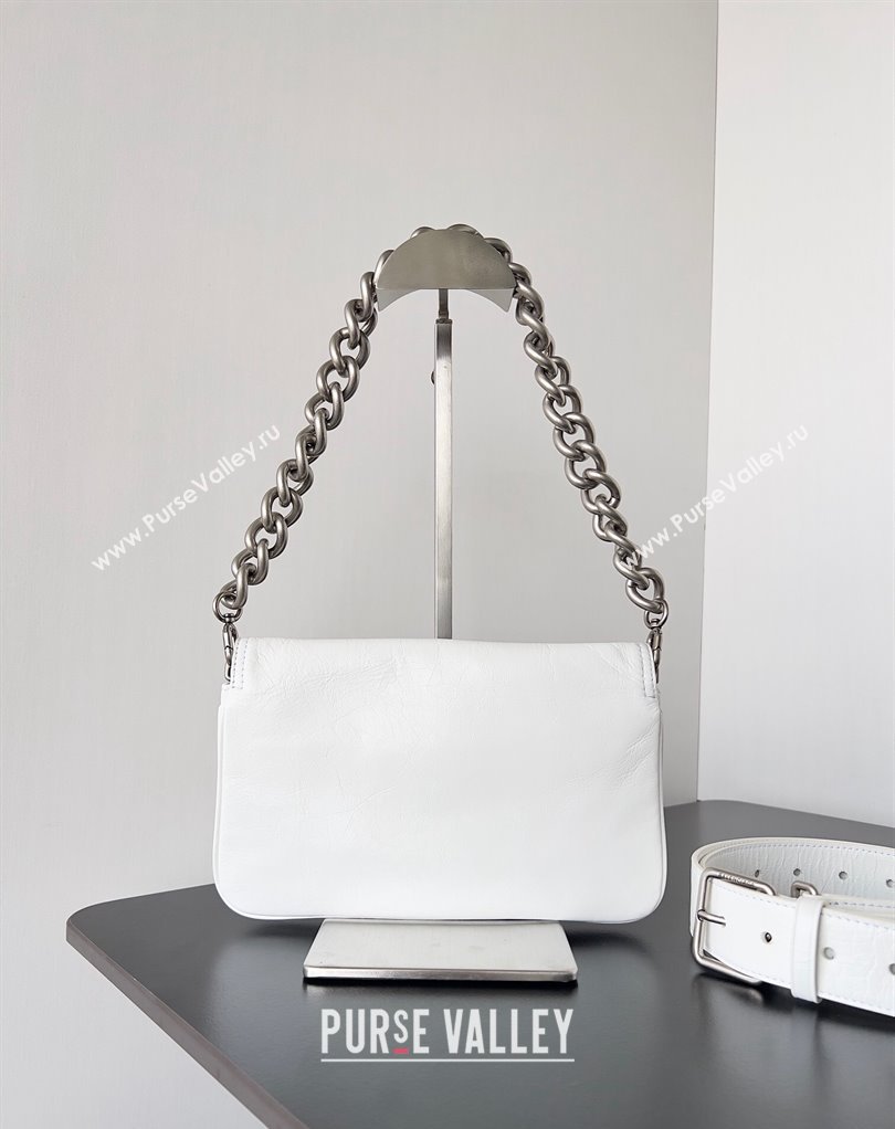 Balenciaga BB Soft Small Flap Bag in peach calfskin White/Silver 2023 (jiche-23111715)