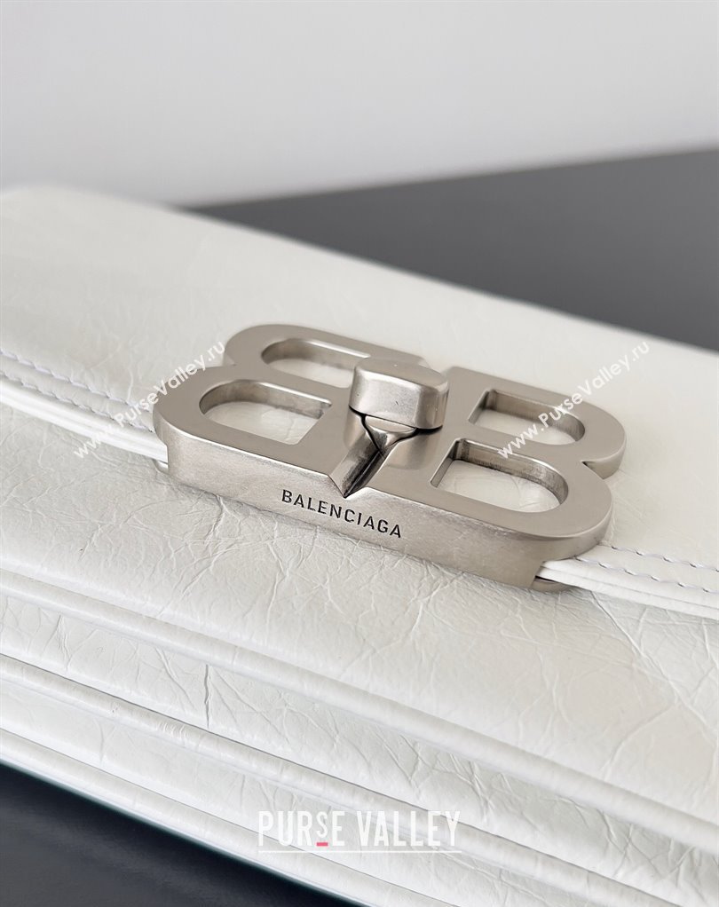 Balenciaga BB Soft Small Flap Bag in peach calfskin White/Silver 2023 (jiche-23111715)