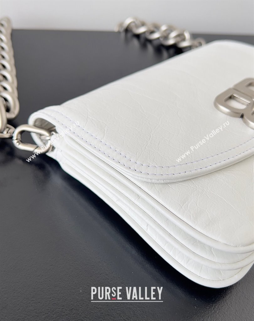 Balenciaga BB Soft Small Flap Bag in peach calfskin White/Silver 2023 (jiche-23111715)