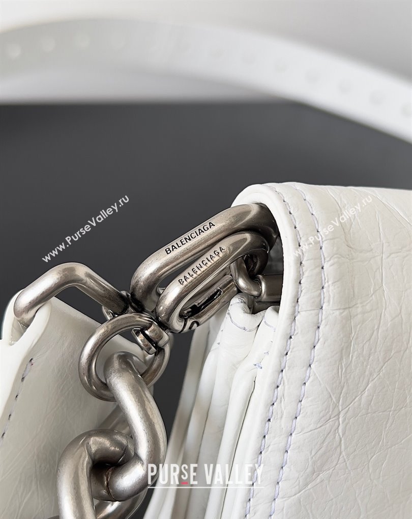 Balenciaga BB Soft Small Flap Bag in peach calfskin White/Silver 2023 (jiche-23111715)