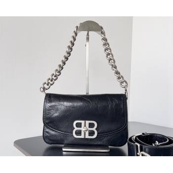 Balenciaga BB Soft Small Flap Bag in peach calfskin Black/Silver 2023 (jiche-23111714)