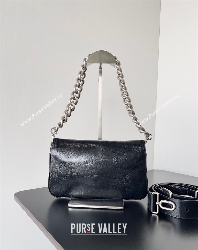 Balenciaga BB Soft Small Flap Bag in peach calfskin Black/Silver 2023 (jiche-23111714)