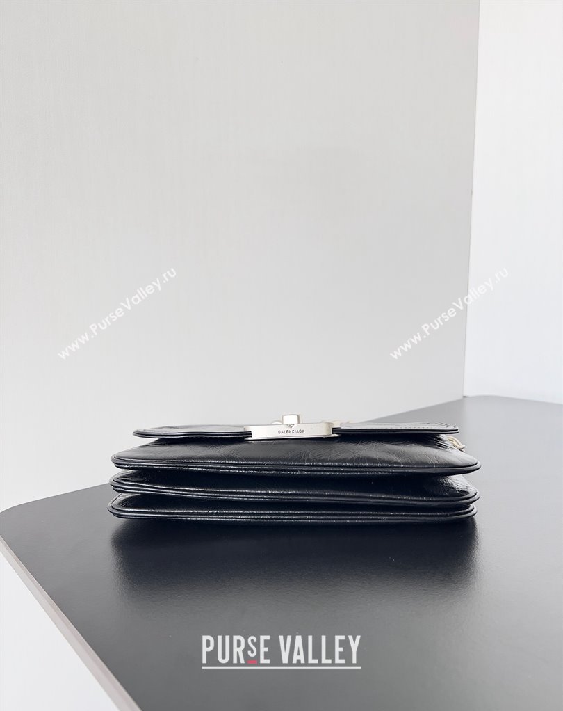 Balenciaga BB Soft Small Flap Bag in peach calfskin Black/Silver 2023 (jiche-23111714)