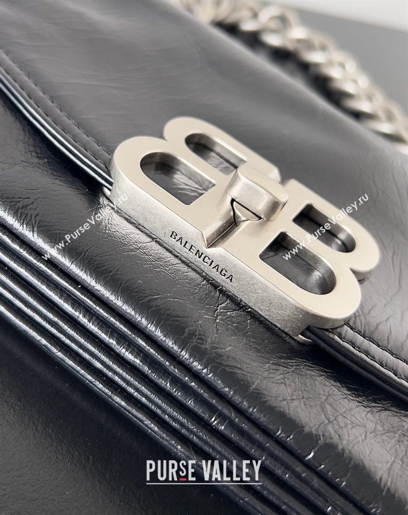 Balenciaga BB Soft Small Flap Bag in peach calfskin Black/Silver 2023 (jiche-23111714)