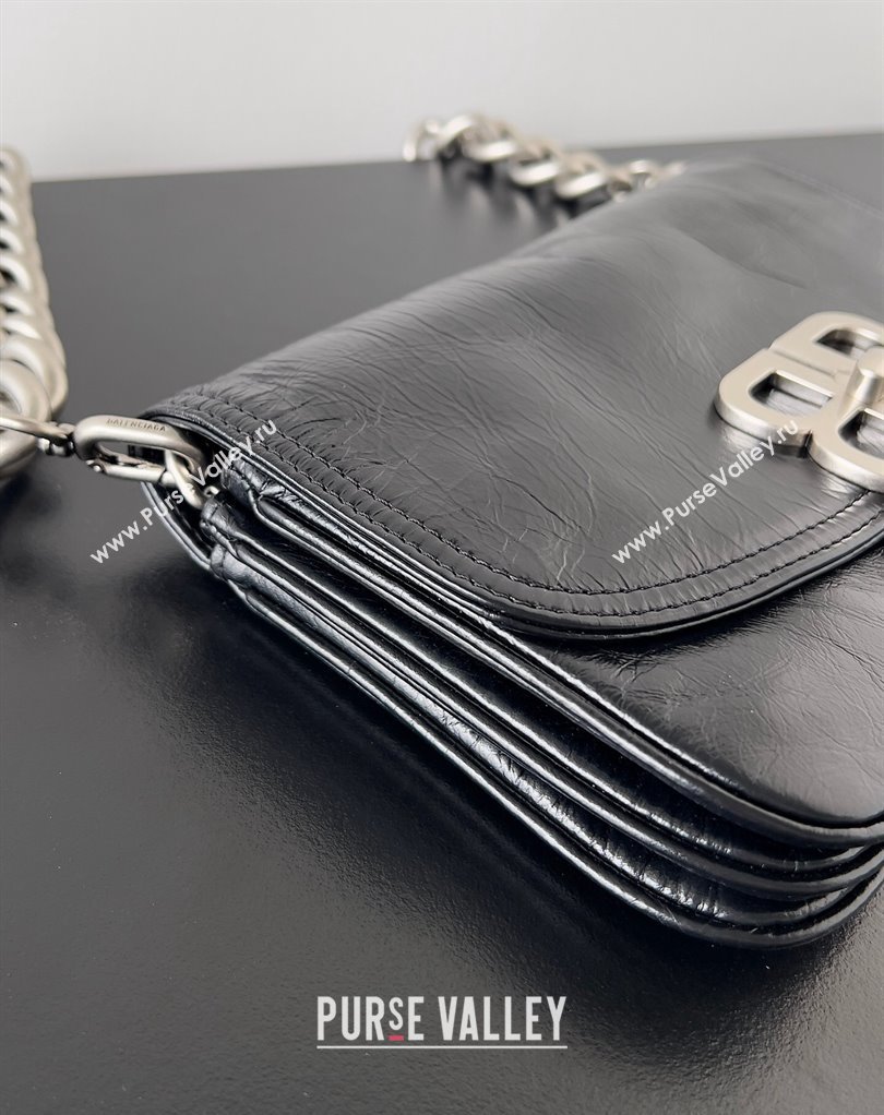 Balenciaga BB Soft Small Flap Bag in peach calfskin Black/Silver 2023 (jiche-23111714)