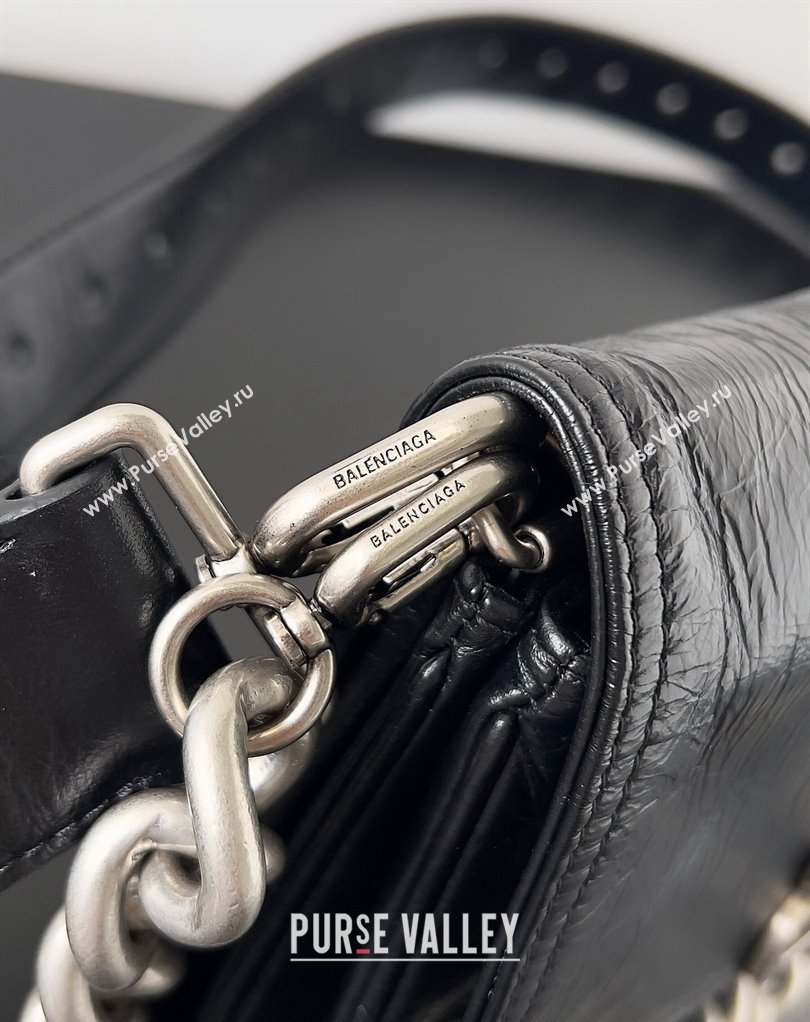 Balenciaga BB Soft Small Flap Bag in peach calfskin Black/Silver 2023 (jiche-23111714)