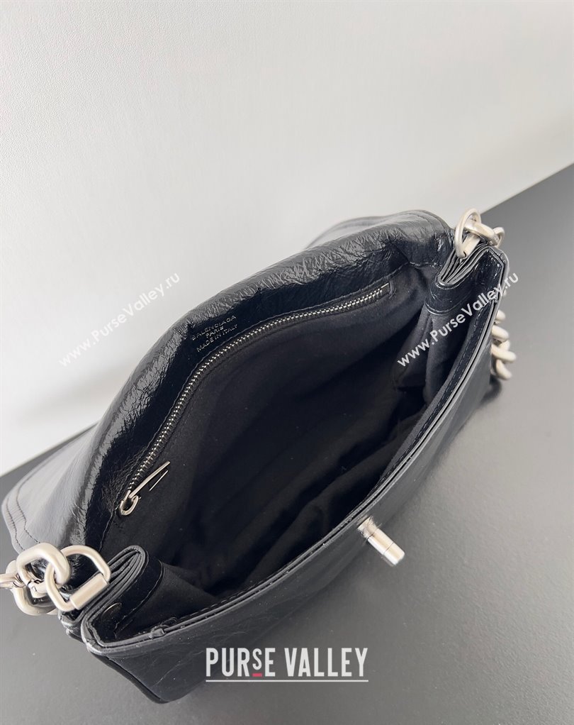 Balenciaga BB Soft Small Flap Bag in peach calfskin Black/Silver 2023 (jiche-23111714)