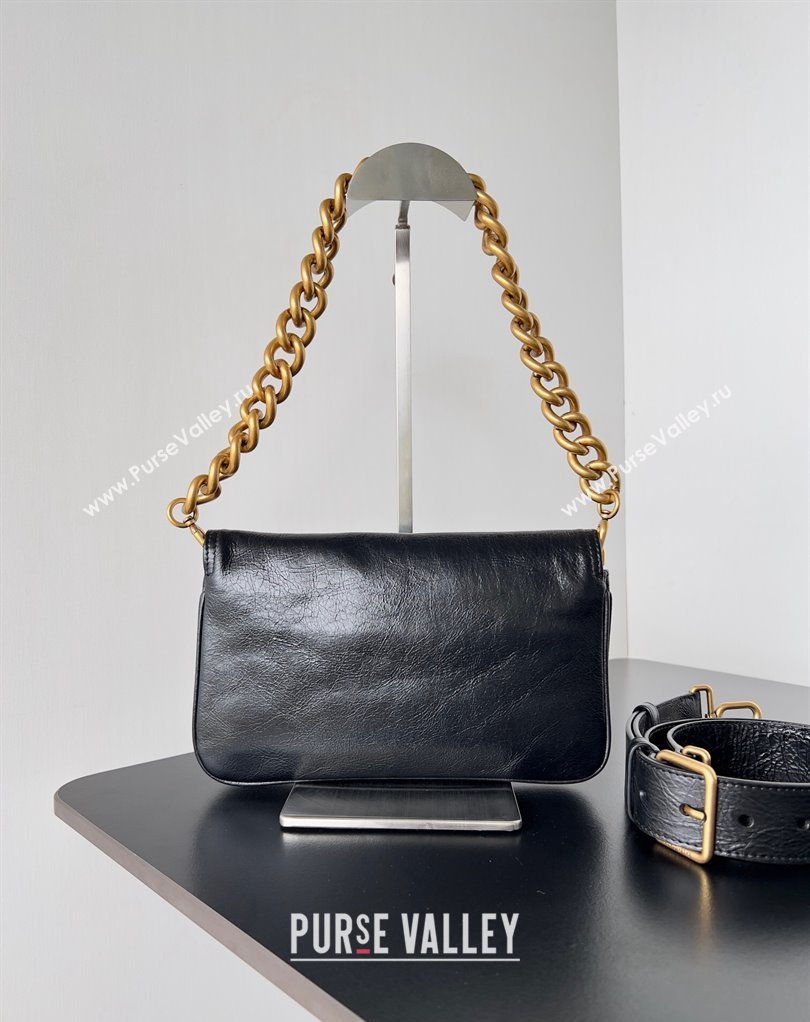 Balenciaga BB Soft Small Flap Bag in peach calfskin Black/Gold 2023 (jiche-23111713)