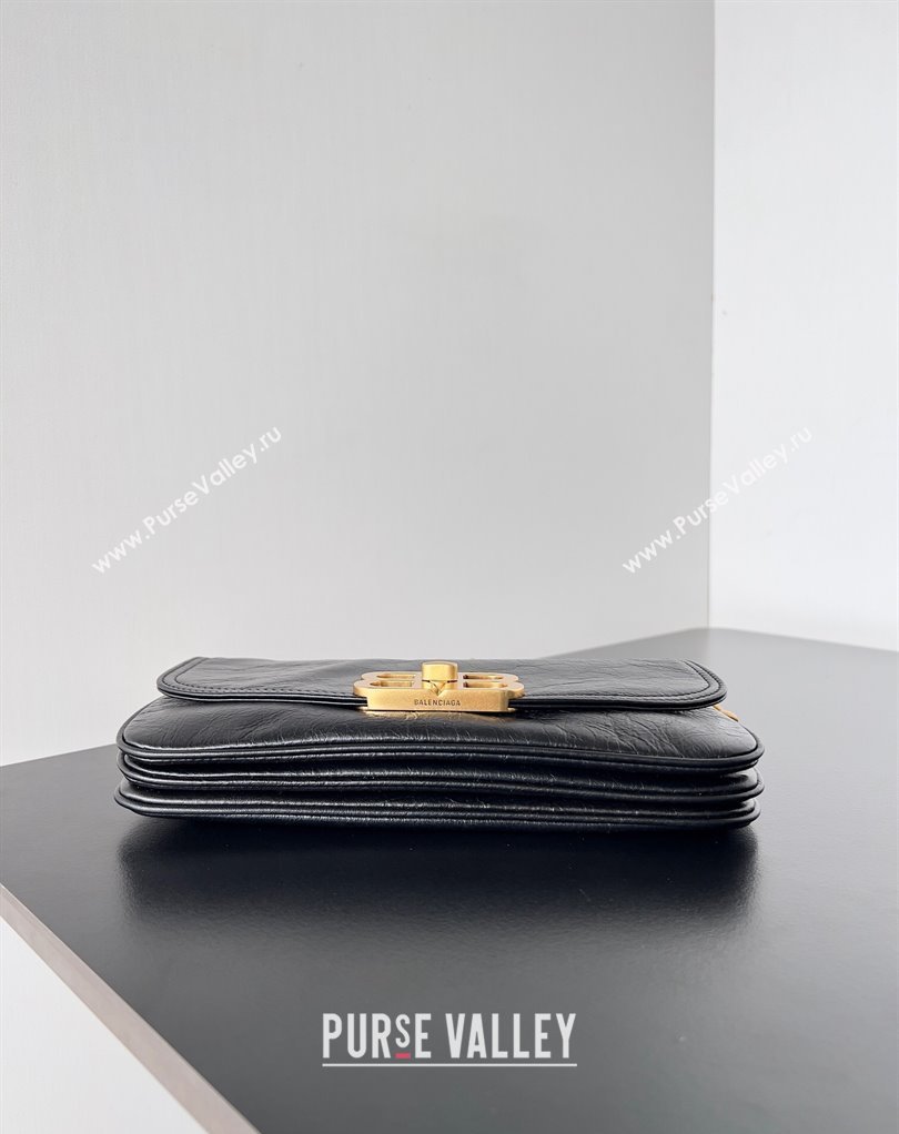 Balenciaga BB Soft Small Flap Bag in peach calfskin Black/Gold 2023 (jiche-23111713)