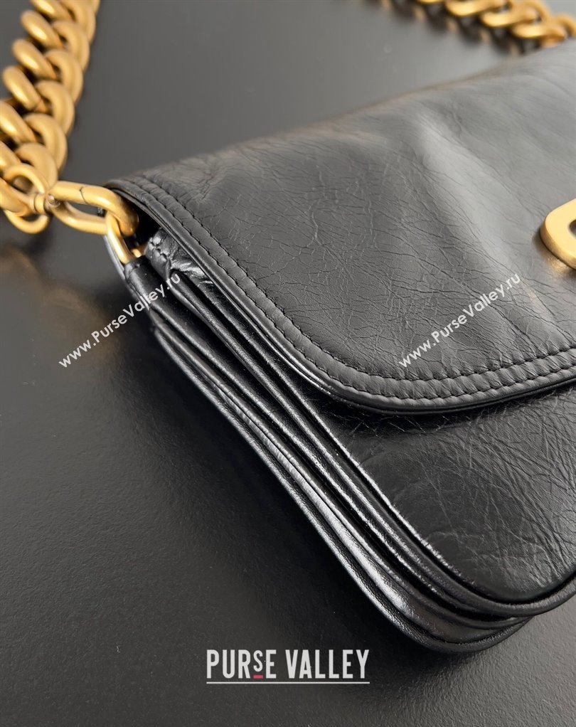 Balenciaga BB Soft Small Flap Bag in peach calfskin Black/Gold 2023 (jiche-23111713)