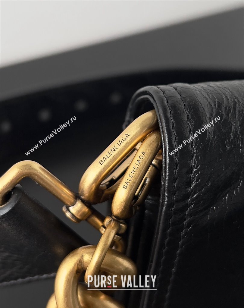 Balenciaga BB Soft Small Flap Bag in peach calfskin Black/Gold 2023 (jiche-23111713)