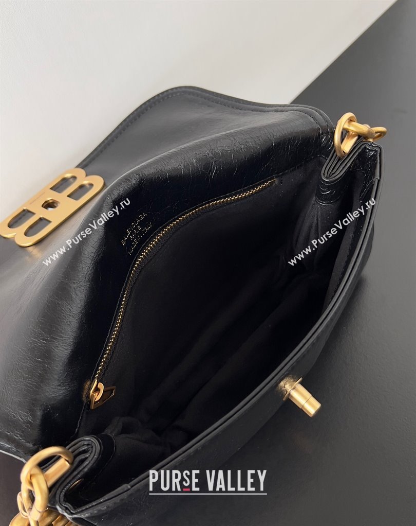 Balenciaga BB Soft Small Flap Bag in peach calfskin Black/Gold 2023 (jiche-23111713)