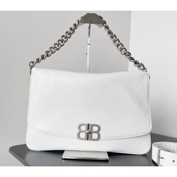 Balenciaga BB Soft Large Flap Bag in peach calfskin White/Silver 2023 (jiche-23111712)