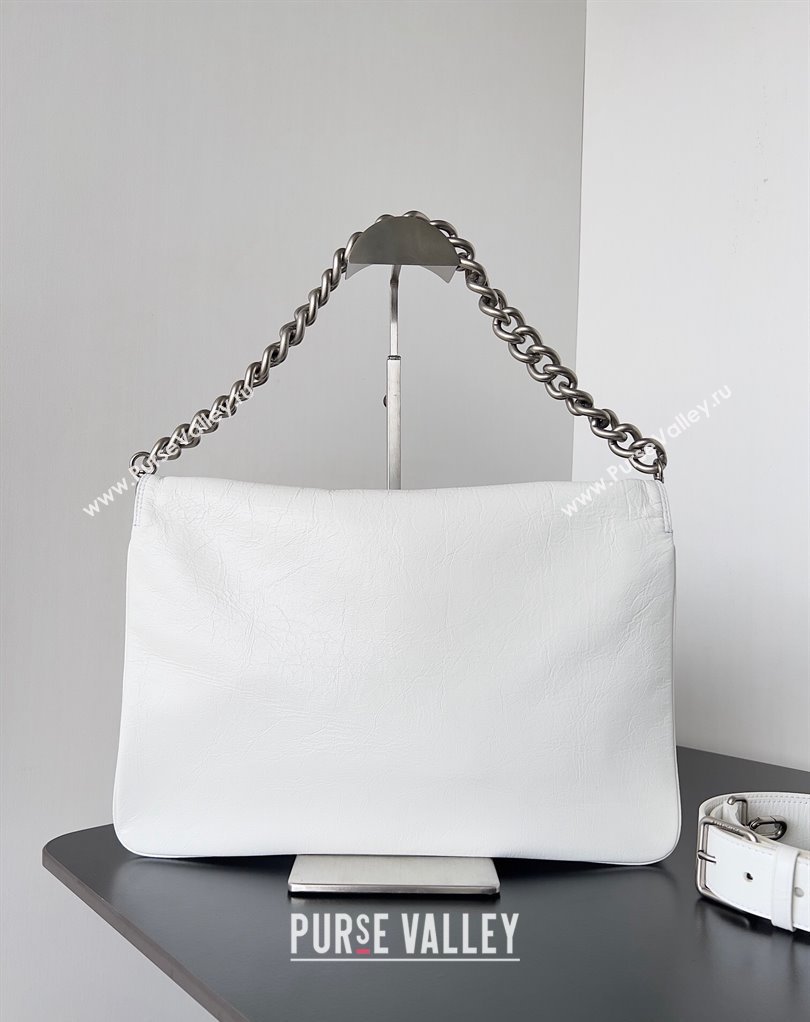 Balenciaga BB Soft Large Flap Bag in peach calfskin White/Silver 2023 (jiche-23111712)
