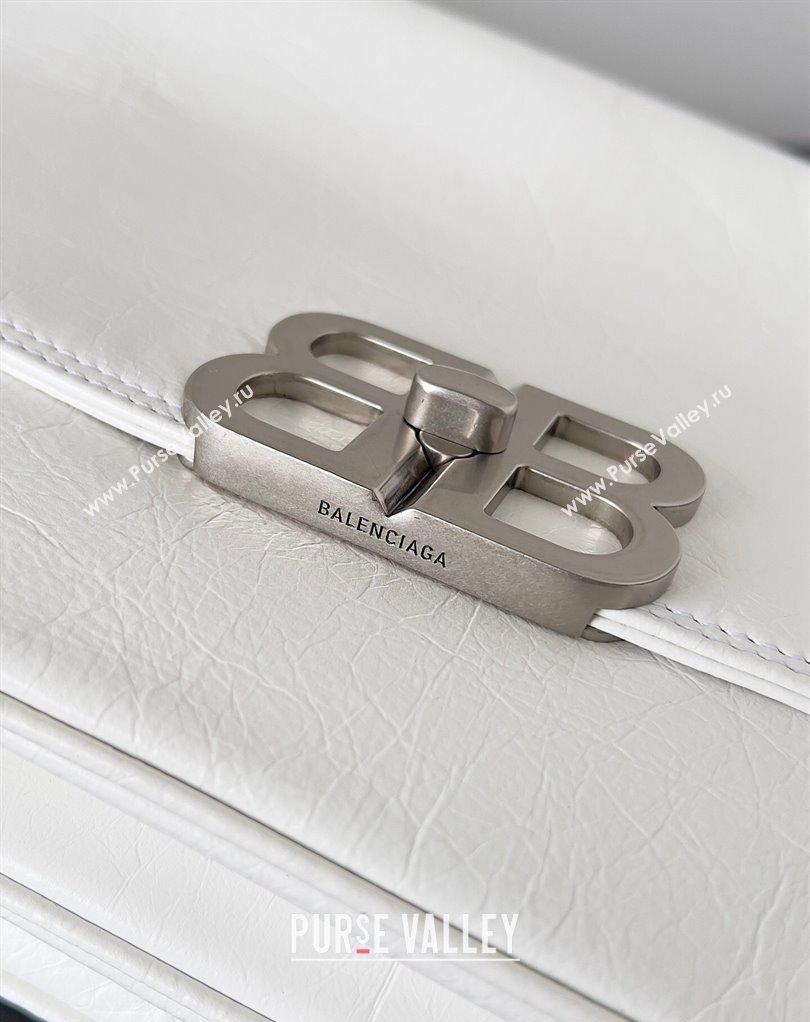 Balenciaga BB Soft Large Flap Bag in peach calfskin White/Silver 2023 (jiche-23111712)