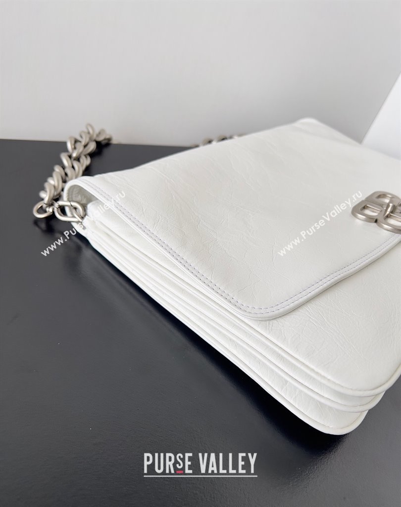 Balenciaga BB Soft Large Flap Bag in peach calfskin White/Silver 2023 (jiche-23111712)