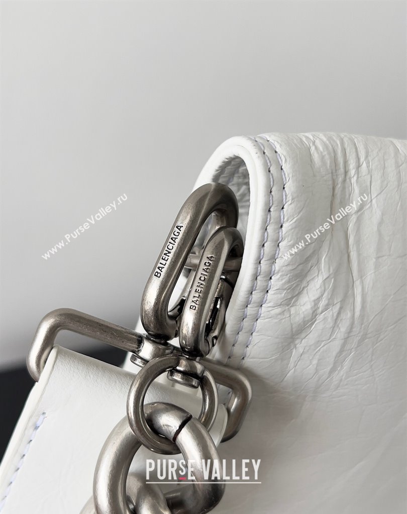 Balenciaga BB Soft Large Flap Bag in peach calfskin White/Silver 2023 (jiche-23111712)