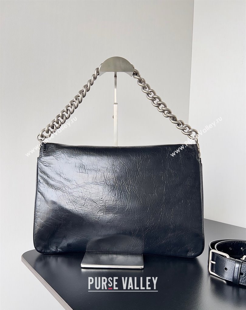 Balenciaga BB Soft Large Flap Bag in peach calfskin Black/Silver 2023 (jiche-23111711)