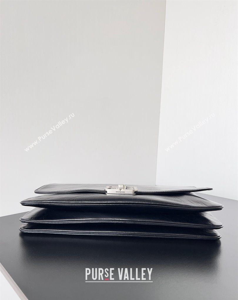 Balenciaga BB Soft Large Flap Bag in peach calfskin Black/Silver 2023 (jiche-23111711)