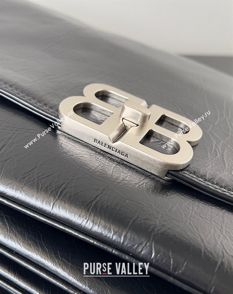 Balenciaga BB Soft Large Flap Bag in peach calfskin Black/Silver 2023 (jiche-23111711)