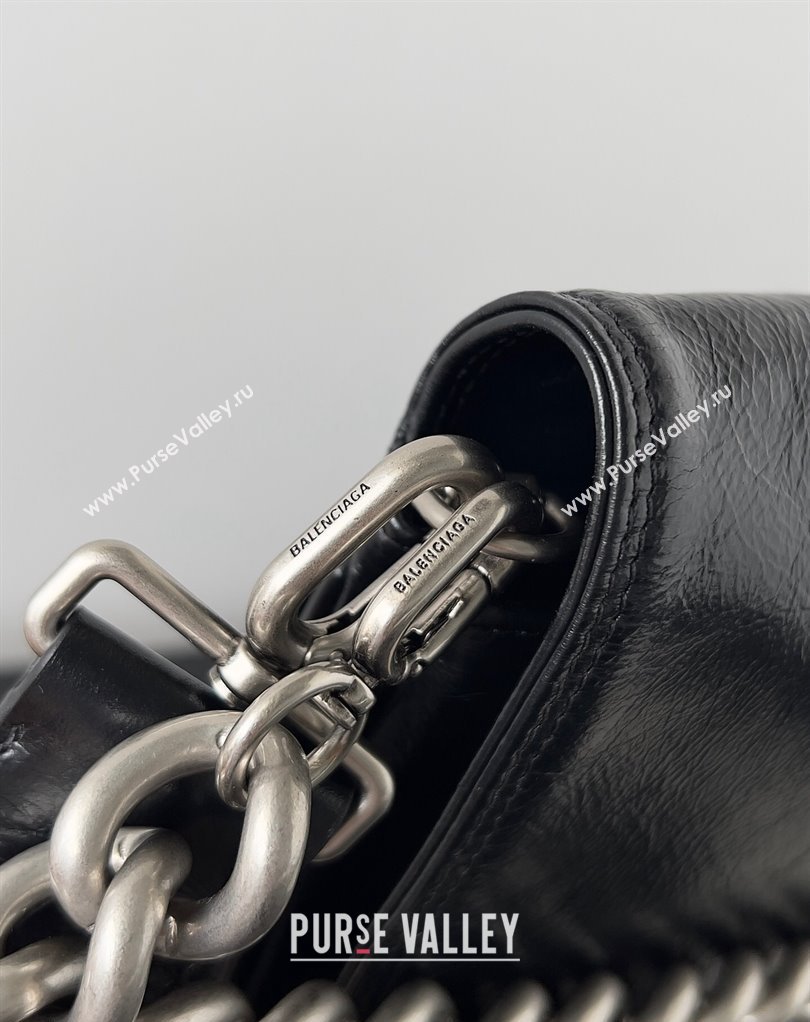 Balenciaga BB Soft Large Flap Bag in peach calfskin Black/Silver 2023 (jiche-23111711)