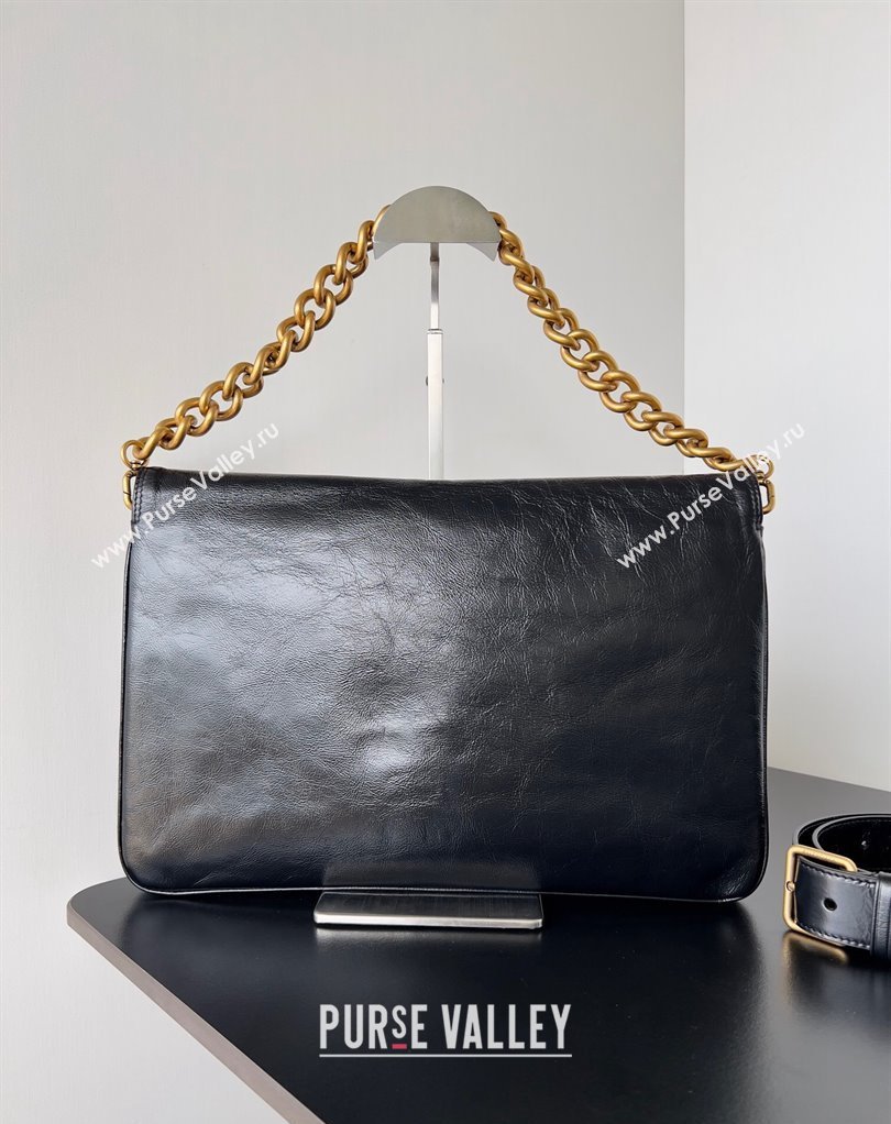 Balenciaga BB Soft Large Flap Bag in peach calfskin Black/Gold 2023 (jiche-23111710)