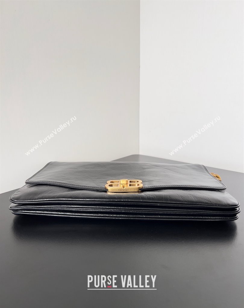 Balenciaga BB Soft Large Flap Bag in peach calfskin Black/Gold 2023 (jiche-23111710)