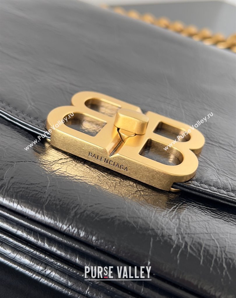 Balenciaga BB Soft Large Flap Bag in peach calfskin Black/Gold 2023 (jiche-23111710)