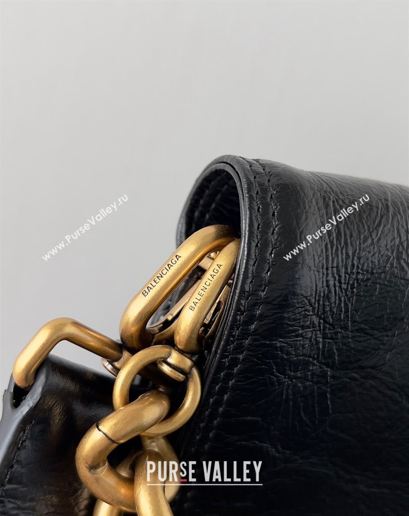 Balenciaga BB Soft Large Flap Bag in peach calfskin Black/Gold 2023 (jiche-23111710)