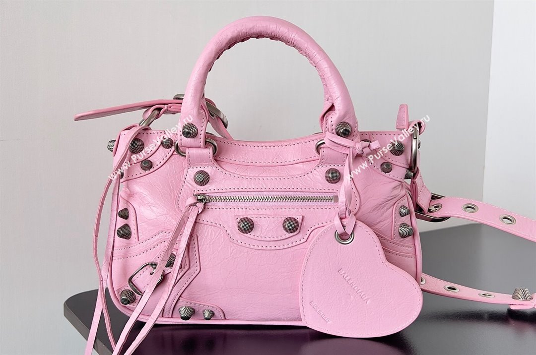 Balenciaga Neo Cagole Small Tote Bag in Arena calfskin Pink 2023 (jiche-23111718)