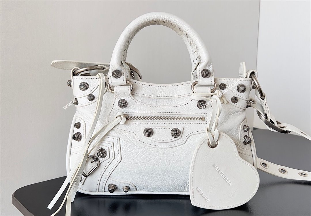 Balenciaga Neo Cagole Small Tote Bag in Arena calfskin White 2023 (jiche-23111717)