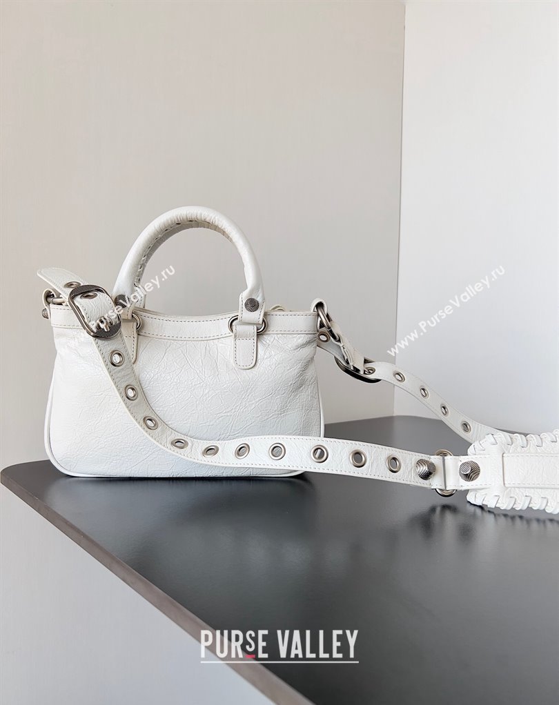 Balenciaga Neo Cagole Small Tote Bag in Arena calfskin White 2023 (jiche-23111717)