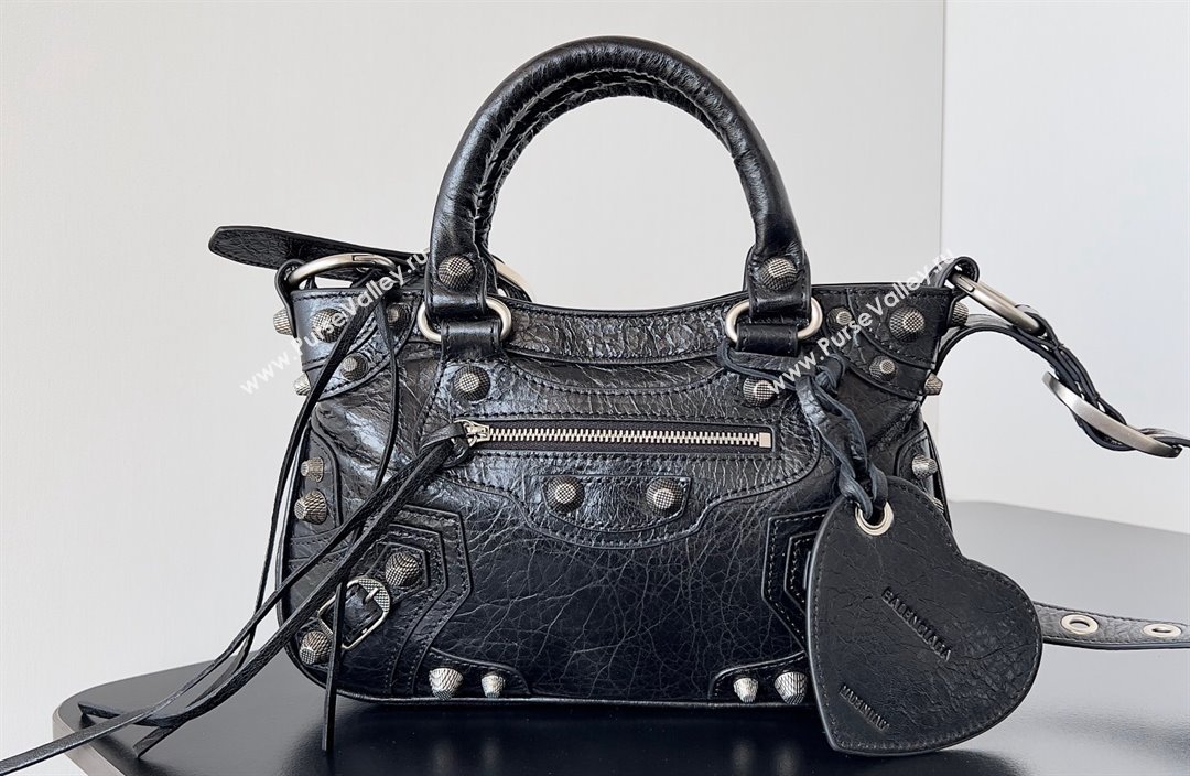 Balenciaga Neo Cagole Small Tote Bag in Arena calfskin Black 2023 (jiche-23111716)