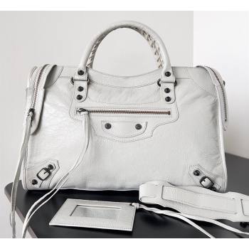 Balenciaga Classic City Large Handbag in Arena Lambskin White (jiche-23111812)