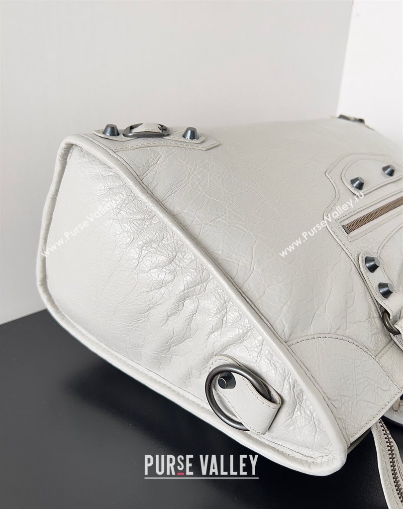 Balenciaga Classic City Large Handbag in Arena Lambskin White (jiche-23111812)