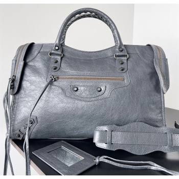 Balenciaga Classic City Large Handbag in Arena Lambskin Gray (jiche-23111813)
