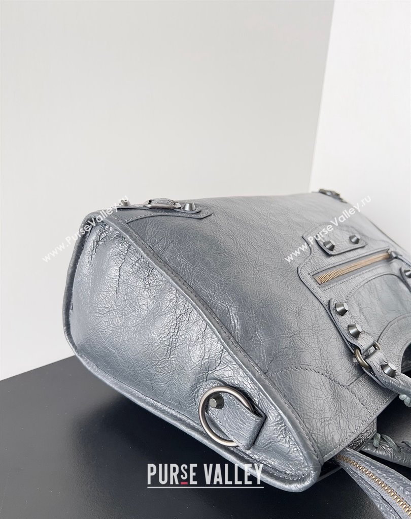 Balenciaga Classic City Large Handbag in Arena Lambskin Gray (jiche-23111813)