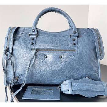 Balenciaga Classic City Large Handbag in Arena Lambskin Navy Blue (jiche-23111815)