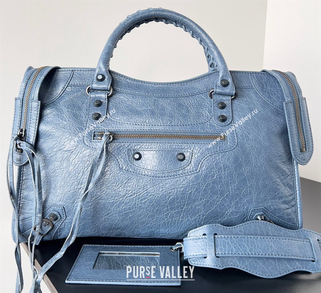 Balenciaga Classic City Large Handbag in Arena Lambskin Navy Blue (jiche-23111815)
