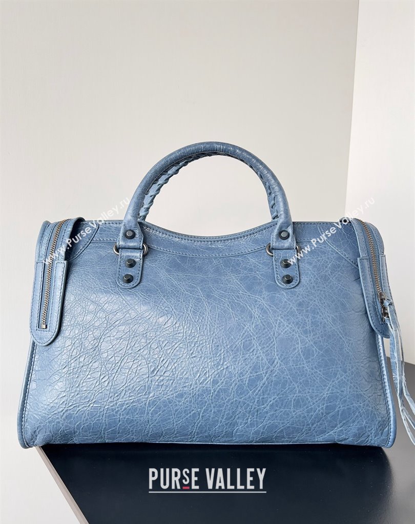 Balenciaga Classic City Large Handbag in Arena Lambskin Navy Blue (jiche-23111815)